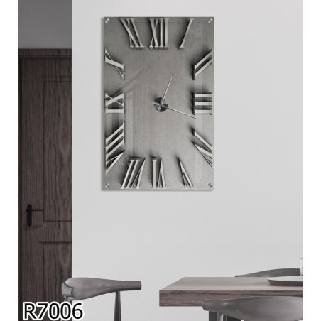 שעון זכוכית מעוצב כסוף רקע בצבע בטון -דגם R7006