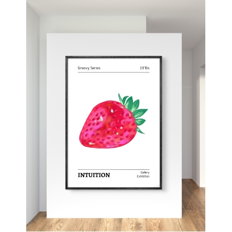 איור תות אדום עם עלים ירוקים בסגנון שנות ה-70, עיצוב ייחודי מקולקציית NEXTGEN.