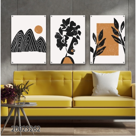 שלישיית תמונות לפינת אוכל או לסלון מודפסות על זכוכית דגם 20023262