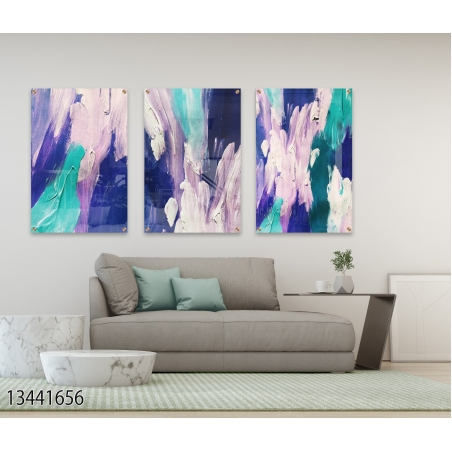 שלישיית תמונות לפינת אוכל או לסלון מודפסות על זכוכית דגם 13441656