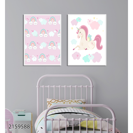 זוג תמונות ממוסגרות לחדר ילדות דגם 2159588
