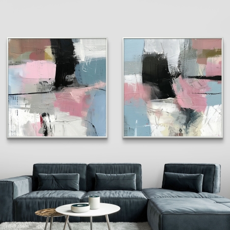 זוג תמונות מרובעות בסגנון אבסטרקט 