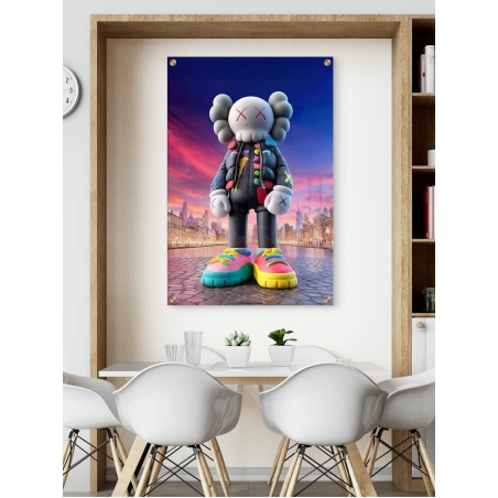 תמונת זכוכית צבעונית של דמות אמנותית בעיצוב אורבני מודרני באור שקיעה, מקולקציית NEXTGEN BY BAR מבית תכשיט לבית