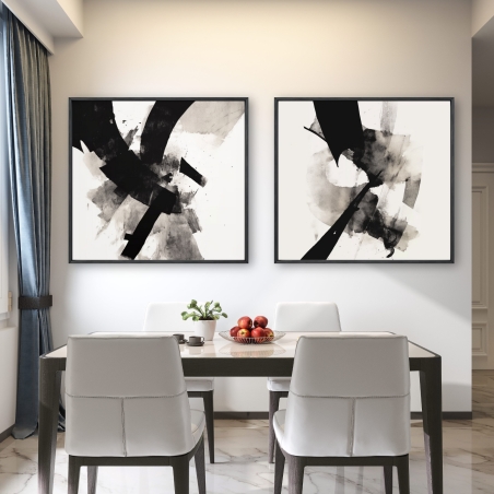זוג תמונות אבסטרקט גיאומטרי לפינת אוכל או לסלון דגם - B10024