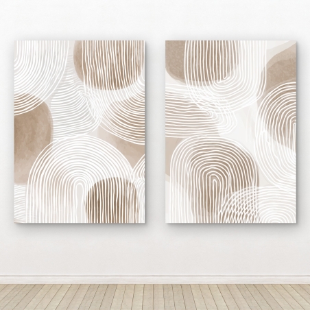 זוג תמונות קנבס בעיצוב אבסטרקטי בגווני בז' ולבן עם קווים מעוגלים רכים במראה טבעי ומרגיע מבית תכשיט לבית – NEXTGEN BY BAR