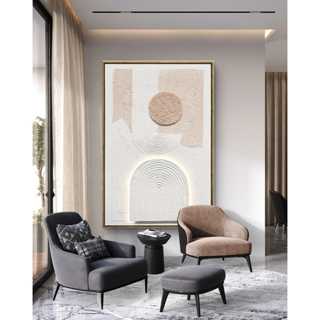 תמונת LED אבסטרקטית בגווני שמנת – אמנות קיר מוארת בעיצוב טקסטורלי -60*90 ס