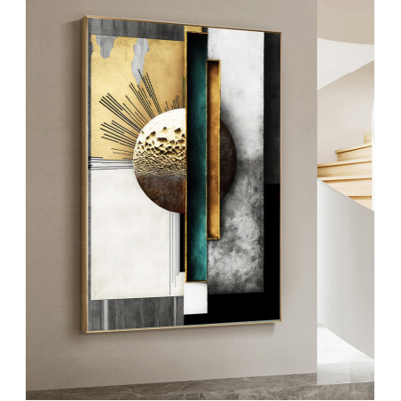 תמונה לסלון או למשרד אבסטרקט גוונים של שחור וזהב מודפסת על קנבס דגם 150323