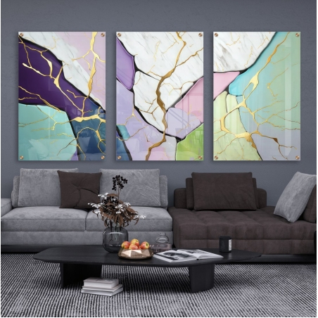 שלישיית תמונות לפינת אוכל או לסלון מודפסות על זכוכית דגם 403029