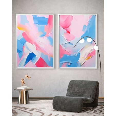 זוג תמונות על בד כותנה לסלון אבסטרקט דגם - B10023