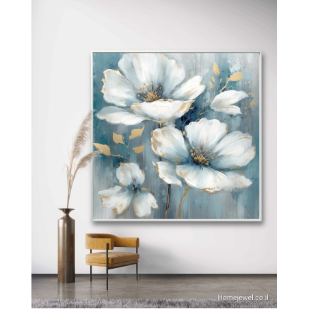 תמונת קנבס מרובעת פרחים מודרני דגם  299239
