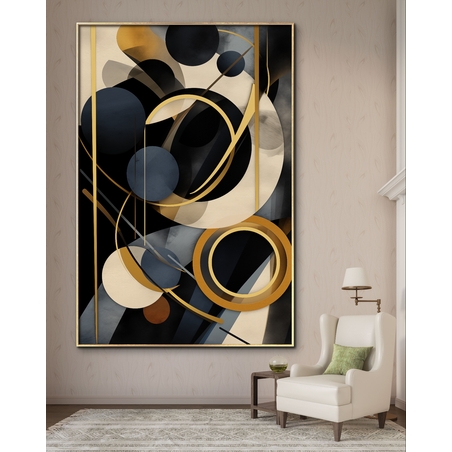 תמונת קנבס סגנון גיאומטרי גוונים כחול וזהב דגם - B10093