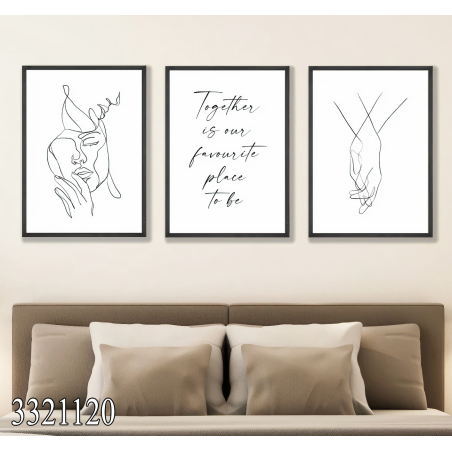 שלשה על קנבס מתוח וממוסגר לחדר השינה או לסלון דגם 3321120