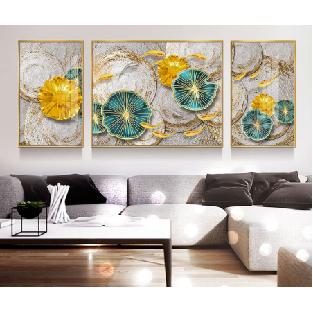 תמונת תלת מימד מחולקת לסלון על קנבס עם אפשרות לחיפוי זכוכית דגם 3983701