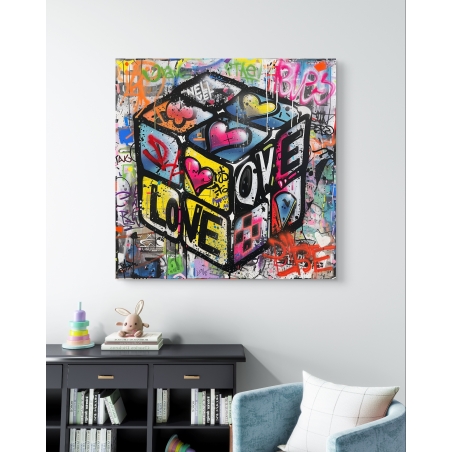 תמונת קנבס מרובעת בסגנון גרפיטי 