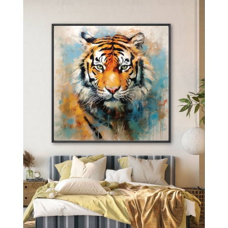 תמונת קנבס מרובעת נמר מיוחד עם או בלי מסגרת חיצונית דגם--1011233