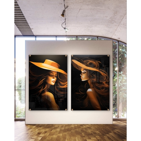 זוג תמונות זכוכית מיוחדות לסלון 