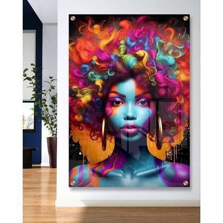 תמונת זכוכית מיוחדת גרפיטי פנים צבעוניות דגם - B10095