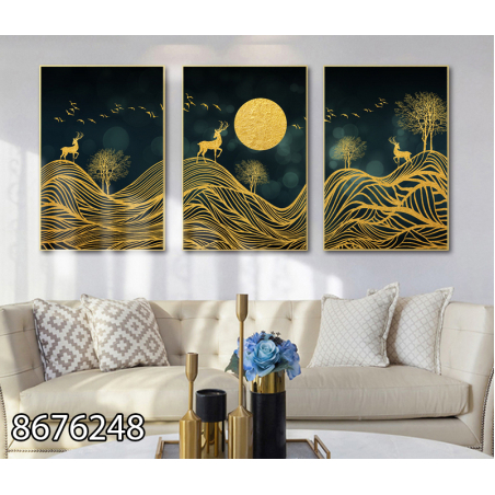 שלשה על קנבס מתוח וממוסגר לסלון או למשרד דגם 8676248