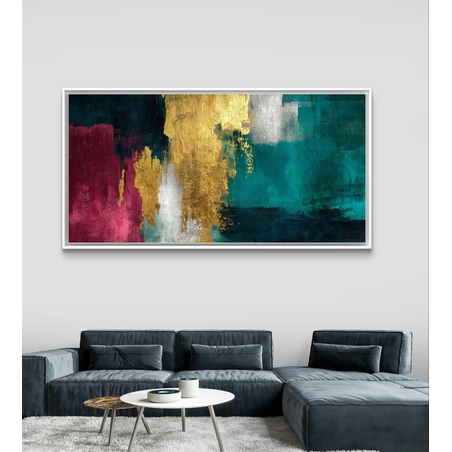 תמונת קנבס טורקיז וזהב מבית תכשיט לבית