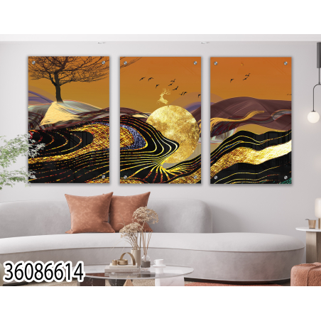 שלישיית תמונות לסלון מודפסות על זכוכית דגם 36086614