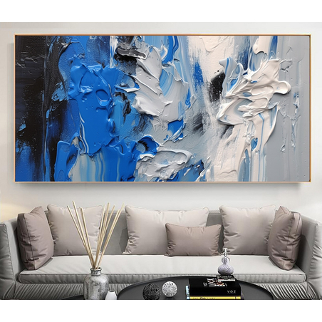 תמונת קנבס אבסטרקט מודרני כחול ולבן דגם 262312