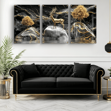 שלישיית תמונות זכוכית לסלון או למשרד 