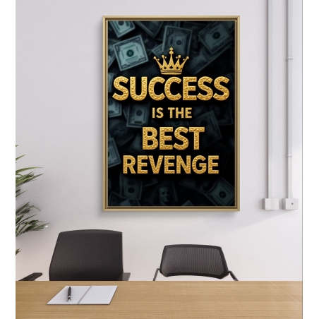 תמונת קנבס עם רקע שטרות כסף וכיתוב מוזהב 