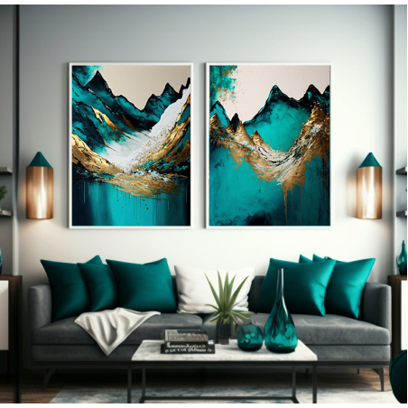 זוג תמונות על קנבס אבסטרקט לסלון למשרד או לחדר השינה דגם 280124