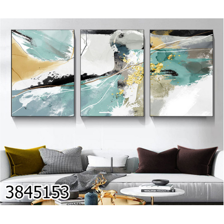 שלשה על קנבס מתוח וממוסגר לסלון או למשרד דגם 3845153