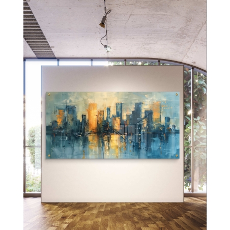 תמונת זכוכית לסלון בסגנון אבסטרקט 