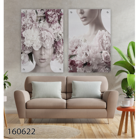 זוג תמונות לסלון לחדר השינה או לסלון על קנבס או זכוכית דגם-160622