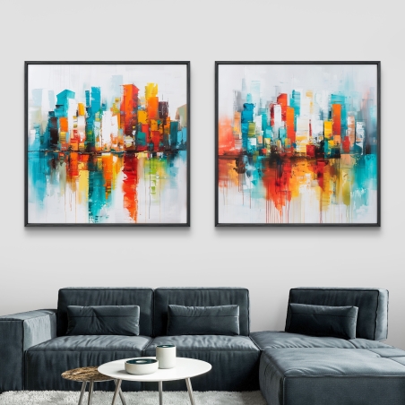 זוג תמונות מרובעות בסגנון אבסטרקט 