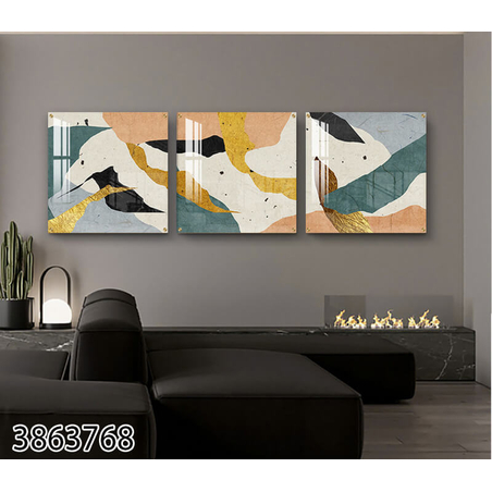 שלישיית תמונות מרובעות יוקרתיות מודפסות ישירות על זכוכית דגם-3863768