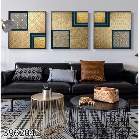 שלישיית תמונות מרובעות לסלון על קנבס עם אפשרות זיגוג דגם 3962042