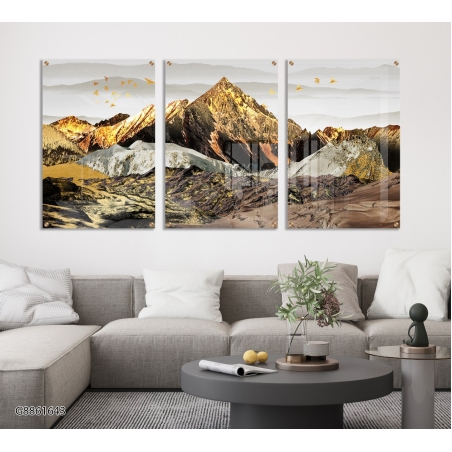 שלישיית תמונות לפינת אוכל או לסלון מודפסות על זכוכית דגם G8861643