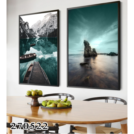 זוג תמונות לסלון לחדר השינה או למשרד על קנבס או זכוכית דגם-270522