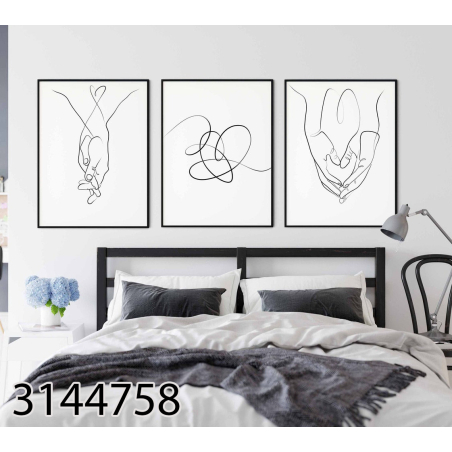 שלשה על קנבס מתוח וממוסגר לחדר השינה או לסלון דגם 3144758