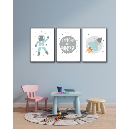 שלשה על קנבס כותנה לחדר ילדים 