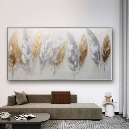 תמונת קנבס אבסטרקט נוצות לסלון דגם 2592313