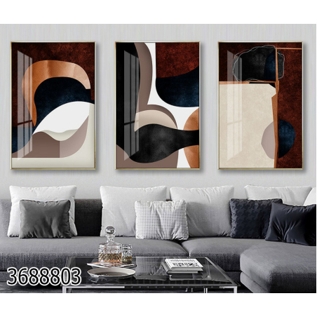 שלשה על קנבס מתוח וממוסגר לסלון או למשרד דגם 3688803