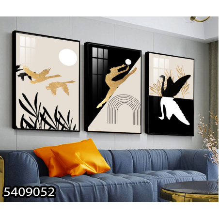 שלשה על קנבס כותנה!! מתוח וממוסגר לסלון או למשרד דגם 5409052