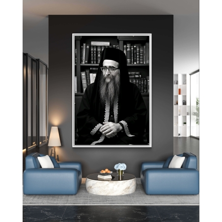תמונת קנבס אומנותית בשחור-לבן של הרב פינטו, מתוך קולקציית 