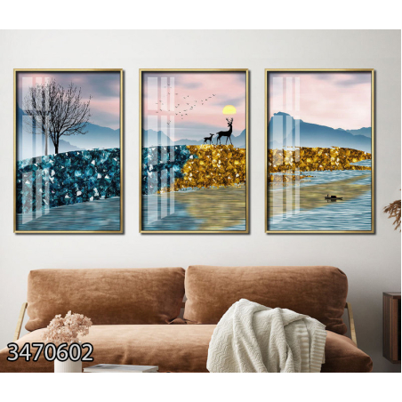 שלשה על קנבס מתוח וממוסגר לחדר השינה או לסלון דגם 3470602