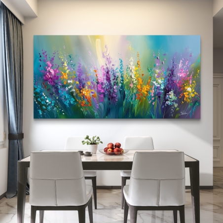 תמונת קנבס לפינת אוכל בסגנון פרחוני 
