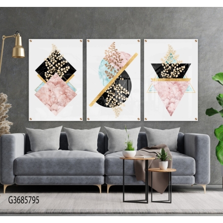 שלישיית תמונות לפינת אוכל או לסלון מודפסות על זכוכית דגם G3685795