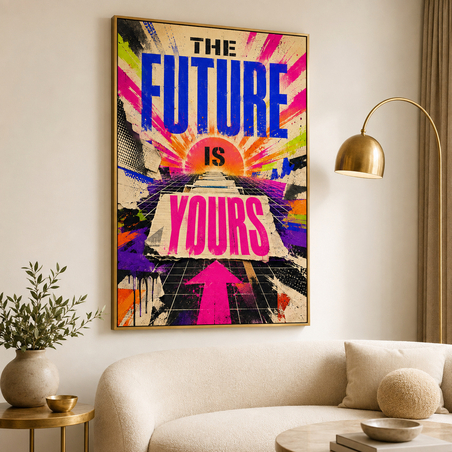 תמונת קנבס השראה THE FUTURE IS YOURS בעיצוב רטרו | דגם MT398