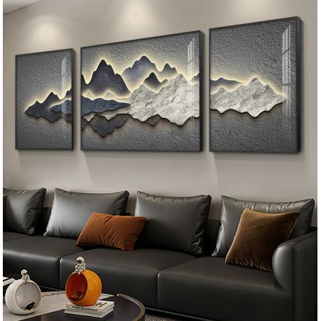 תמונת תלת מימד מחולקת לסלון על קנבס עם אפשרות לחיפוי זכוכית דגם H320438