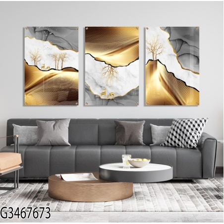 שלישיית תמונות לפינת אוכל או לסלון מודפסות על זכוכית דגם G3467673