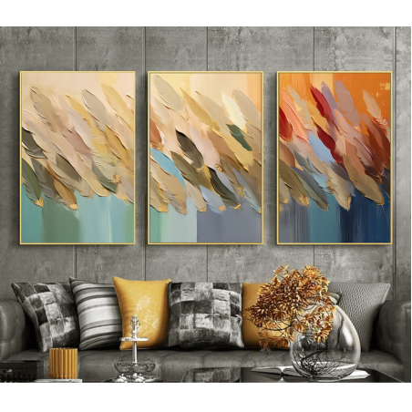 שלשה על קנבס כותנה!! מתוח וממוסגר לסלון או למשרד דגם 140624