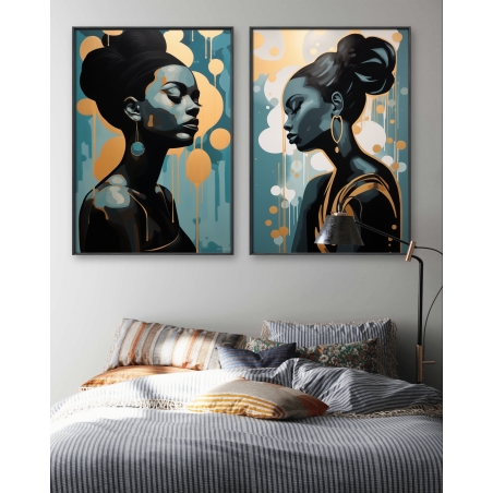 זוג תמונות על בד כותנה 